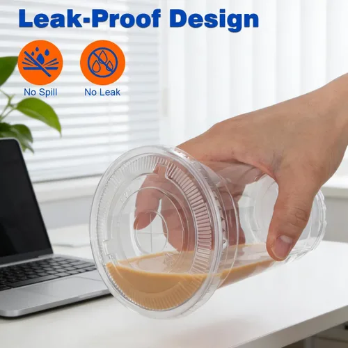 Vista 10 de ARTLYMERS Paquete de 200 vasos de plástico transparente de 16 onzas con tapas y pajitas, tazas desechables para café helado con tapas para bebidas
