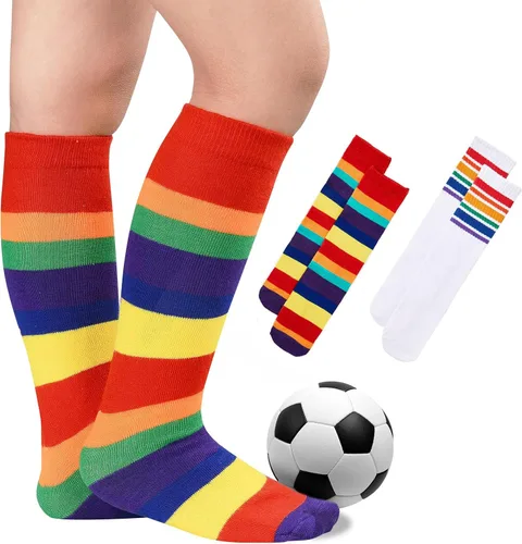 Vista 44 de Century Star Calcetines de fútbol de algodón para niños y jóvenes, calcetines de tubo suave, hasta la rodilla, calcetines deportivos largos
