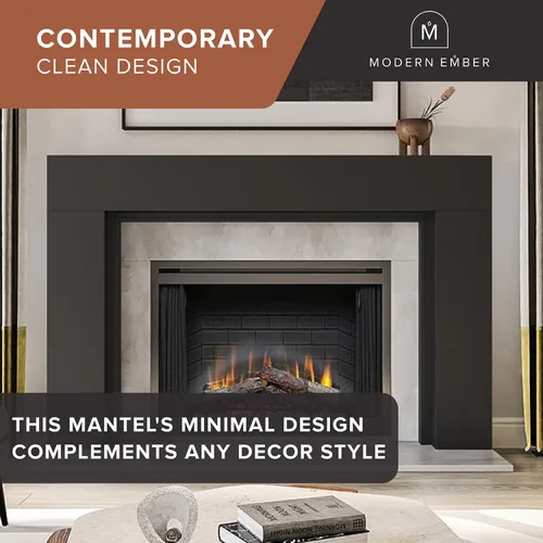 Vista 4 de Modern Ember Sabine Kit de Marco Envolvente de Repisa de Chimenea de Madera, Negro Apertura de 48" x 42" 72" x 54" Total Estética Moderna