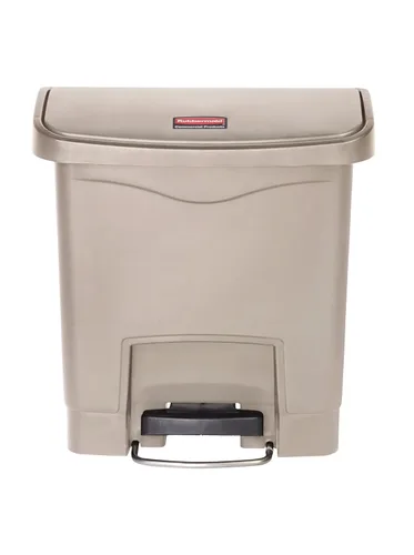 Vista 2 de Rubbermaid Commercial Products - Bote de basura STREAMLINE con pedal frontal/paso de plástico/basura/contenedor de 4 galones, color beige
