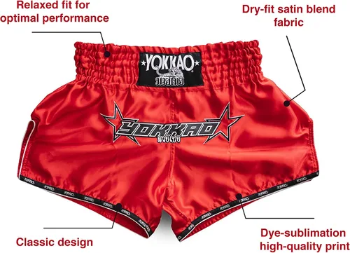Vista 3 de YOKKAO Pantalones cortos de boxeo Muay Thai para hombres y mujeres Pantalones cortos de satén premium para atletas Ideal para entrenamiento