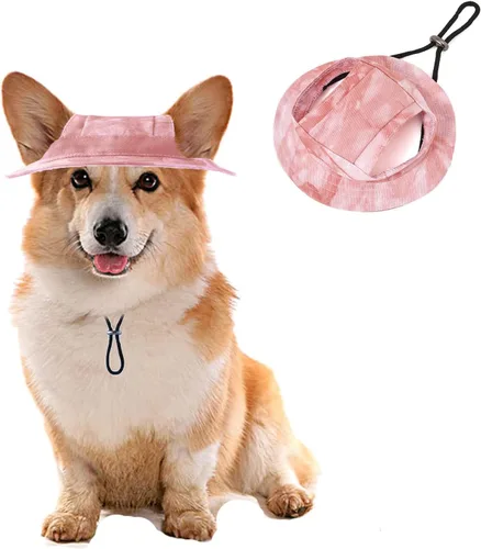 Vista 9 de HDKUW Sombreros de cubo para perro, gorra redonda para perro con orificio para las orejas, ajustable para viajes al aire libre, protección solar