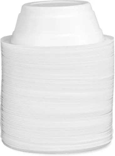 Vista 3 de Basix [100 unidades] Cuencos desechables de plástico blanco de 5 onzas para postre, aptos para microondas, ideales para la escuela, comida