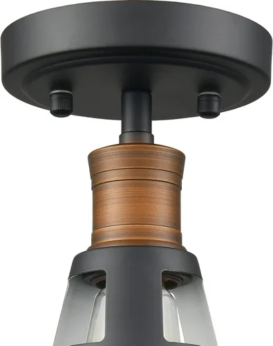 Vista 2 de CLAXY - Lámpara de techo industrial semiempotrada con pantalla de granero en blanco y negro Dimmable E26 Barn Ceiling Light Semi-flush Mount for