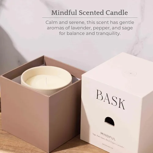 Vista 2 de Bask - Velas relajantes para el hogar - Velas perfumadas - Velas de invierno - Regalos para mujeres y hombres - Fragancia: consciente