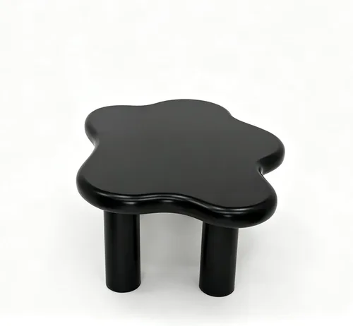 Vista 5 de Mesa de centro irregular moderna de 40 pulgadas, mesa de centro única de nube para sala de estar, mesas centrales bajas y lindas con 4 patas