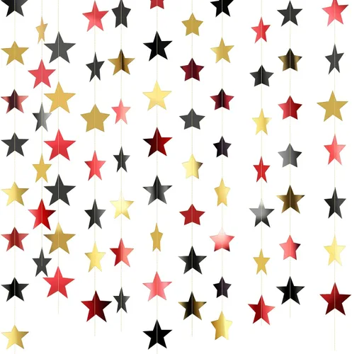 Vista 26 de Patelai Guirnalda de estrellas con purpurina 2026, decoración de graduación de 130 pies, pancarta colgante de estrella para fiesta, cumpleaños