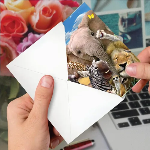 Vista 6 de NobleWorks - 1 divertida tarjeta de cumpleaños de animales con sobre - Bonita tarjeta para cumpleaños - Aquí está mirando el zoológico C6639FBDG-US