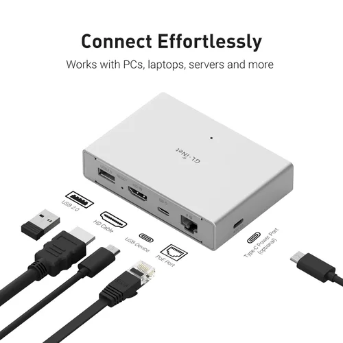 Vista 3 de GL.iNet Comet PoE (GL-RM1PE) Control Remoto KVM a Través de Internet - Opción de Doble Alimentación PoE/Type - C 4K@30Hz, 32GB EMMC, Soporte