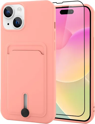 Vista 21 de MZELQ Cartera de TPU Compatible con Funda iPhone 12, Portarjetas Protección de Cámara Cubierta + Protector de Pantalla, Ranura Empujable para Niñas