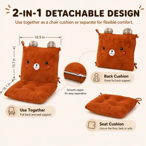 Vista 2 de ChezMax juego de almohadón relleno con acolchado, respaldo y asiento, para auto; silla mecedora cuadrada plegable, con estampado de caricaturas