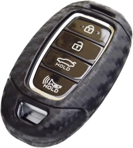 Vista 6 de Zorratin Funda para llavero de silicona de carbono + llavero para Hyundai Kona Azera Grandeur IG Elantra GT Santa Fe Veloster Venue 2018 2019 2020