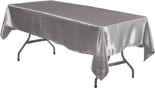 Vista 16 de YOUR CHAIR COVERS - Mantel rectangular de satén de 60 x 102 pulgadas - Mantel rectangular de satén brillante para mesas rectangulares de 6 pies