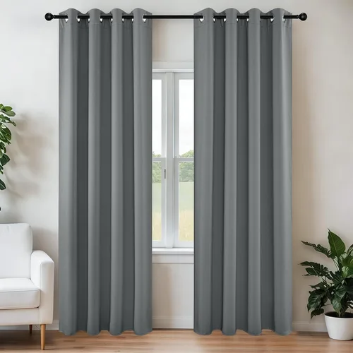 Vista 115 de Joydeco - Juego de 2 paneles de cortinas opacas de 63 pulgadas, 2 cortinas largas con aislamiento térmico burg, cortinas de oscurecimiento
