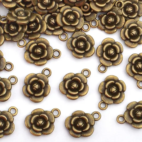 Vista 4 de BronaGrand 60pcs Rose Charm Pendant,Rose Flower Charms Flower Bead Charms Craft Supplies for Jewelry DIY Necklace Earrings Bracelet Making Accessory