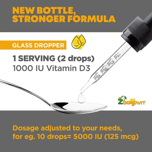 Vista 2 de Gotas de vitamina D para bebés, gotas de vitamina D para bebés, 1000 UI, 2 onzas líquidas, vitamina D3 orgánica con fórmula de máxima absorción