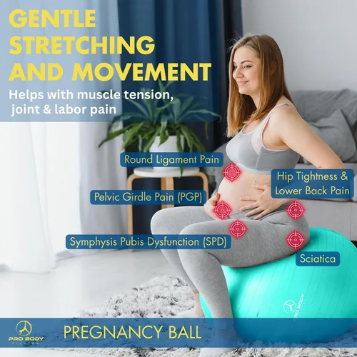 Vista 2 de ProBody Pilates Pregnancy Ball - Yoga Ball for Pregnancy with Book, Prenatal, Labor & Postnatal Maternity Exercise