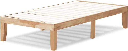 Vista 17 de COSTWAY Base de cama de plataforma de tamaño individual, base de colchón de madera de goma maciza de 14 pulgadas con soporte de listones