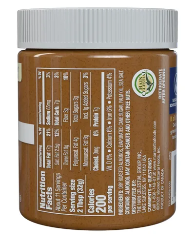 Vista 3 de MaraNatha Mantequilla de almendras cremosa natural, sin revuelta, tarro de 12 onzas