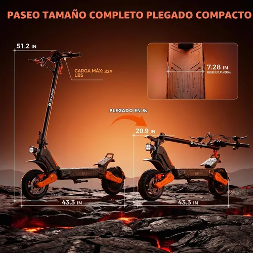 Vista 7 de isinwheel Scooter eléctrico GT1, 28 MPH, 800W, rango de 28 millas Nuevo Negro