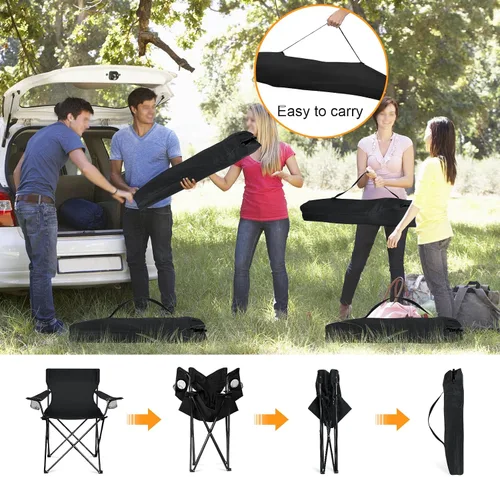 Vista 5 de HaSteeL Paquete de 4 sillas de campamento, sillas plegables de gran tamaño con portavasos para adultos, silla portátil y bolsa de transporte