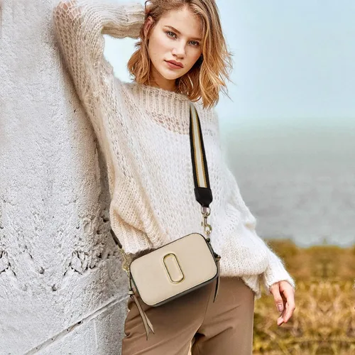 Vista 7 de Bolso cruzado para mujer, bolsa de cámara Snapshot para mujer, color caqui, Caqui