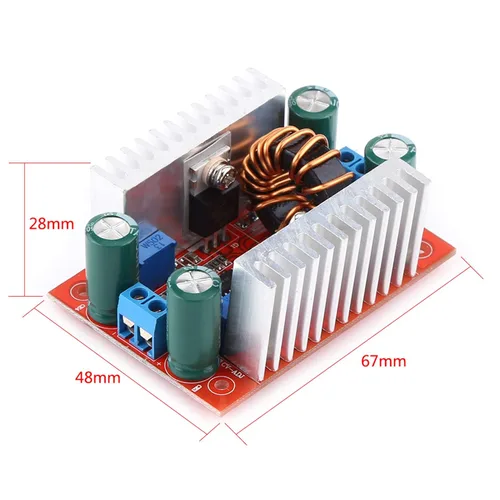 Vista 3 de Módulo convertidor de aumento de 400 W, regulador de voltaje de alta eficiencia DC-DC con corriente ajustable 0.2A-12A para controladores LED, carga