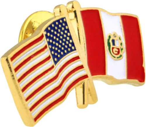 Vista 147 de PinMart Pin de solapa esmaltado con bandera de la amistad cruzada de Estados Unidos y el mundo