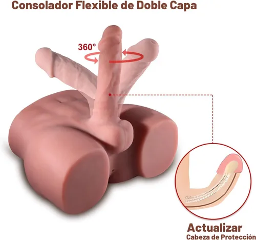 Vista 3 de Muñeca sexual masculina marrón con consolador flexible, consolador grueso realista para mujeres, hombres, parejas homosexuales, 10.2 x 7.1 pulgadas
