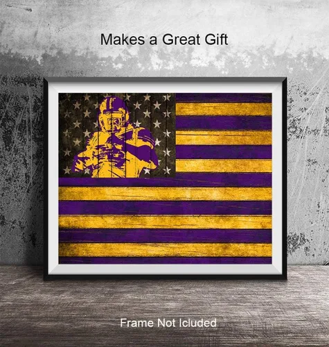Vista 4 de LSU Fighting Tigers - Póster de pared de fútbol americano, bandera patriótica, regalo para hombres, fanáticos de los deportes de la Universidad