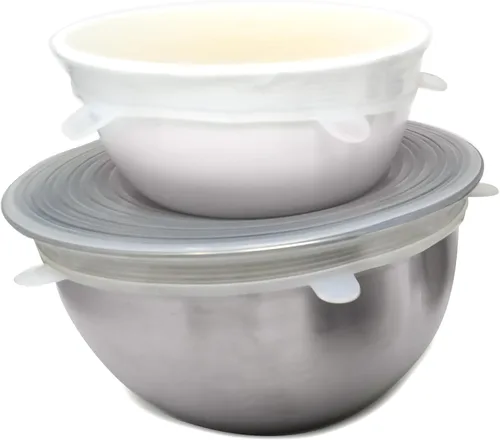 Vista 2 de Norpro Juego de 6 tapas de silicona reutilizables aptas para alimentos, se adapta a aberturas de 2.5 a 11 pulgadas