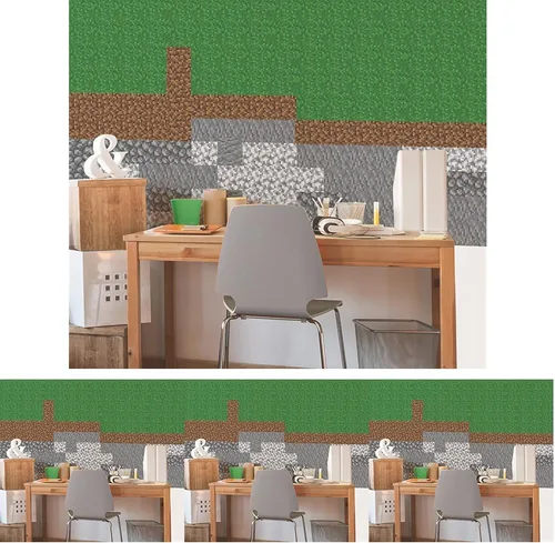 Vista 6 de RoomMates Minecraft - Calcomanías de pared para despegar y pegar, juego de 16 calcomanías, vinilo, verde, gris, marrón, extraíble reposicionable