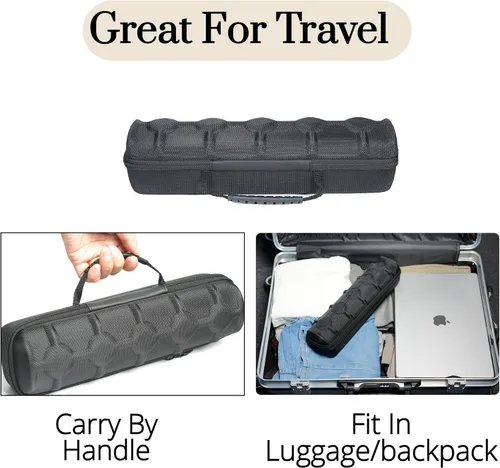 Vista 5 de AUKURA Funda de viaje para reloj, 5 ranuras con cremallera dura, caja de transporte y organizador para hombres y mujeres, con almohada suave