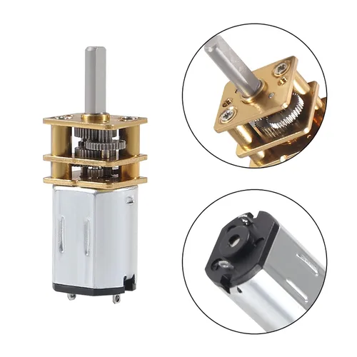 Vista 6 de 3 piezas de motor de reducción de velocidad DC 3V 30RPM N20 con eje de 3mm, motor de rueda dentada de metal mini con caja de cambios de metal