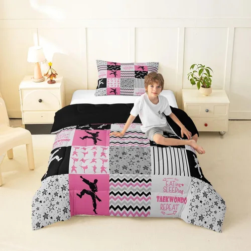Vista 63 de Erosebridal Softball Comforter Set Patchwork Buffalo Plaid Twin Bedding Sets for Girls Kids Teens Child Galaxy Stars Ball Game Baseball Comforter