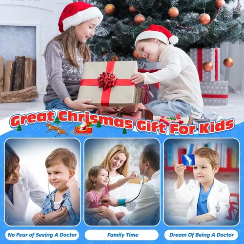 Vista 4 de Kit de doctor para niñas, juego de médicos para niños pequeños, 22 piezas, regalo de juego de doctor para niños, juego de juguetes médicos con juego