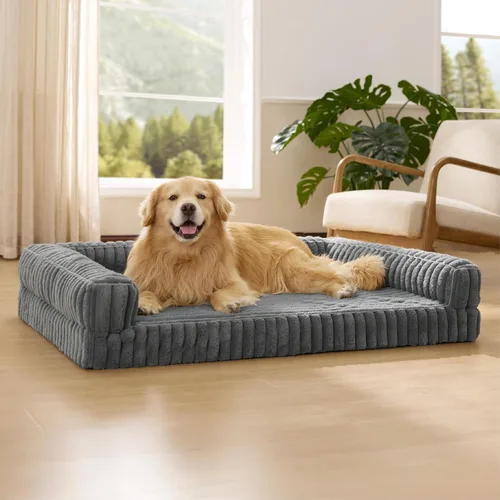 Vista 27 de Bedsure - Cama ortopédica para perros pequeños, cama impermeable de espuma viscoelástica con lados, sofá de espuma de nido de abeja para perros