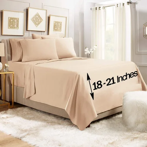 Vista 9 de Empyrean - Juego de 4 sábanas bajeras de bolsillo extra profundo de 110 GSM, juego de 4 sábanas de bolsillo extra profundo de 110 GSM, sábanas