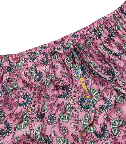Vista 18 de Milumia Women Boho Vintage Floral Print Long Skirt Summer Tiered Maxi Skirt