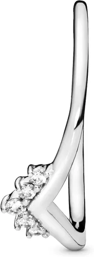 Vista 3 de PANDORA Anillo de circonita cúbica Tiara Wishbone en plata de ley, talla 7