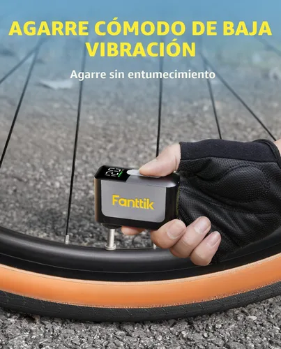 Vista 6 de Fanttik X10 Ace Mini Bomba de Bicicleta con Medidor, Bomba de Bicicleta Eléctrica Pequeña de 120 PSI con Válvula Presta y Schrader, Parada