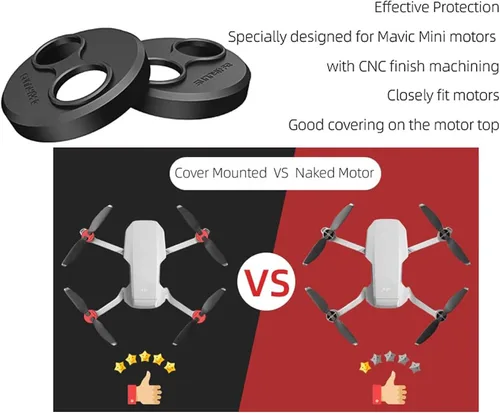 Vista 2 de Mavic Mini 3 4 Pro - Tapa de aluminio para motor DJI Mini 4 Pro/Mini 3 Pro/Mini 3 Drone Accesorio – A prueba de polvo, impermeable, resistente a