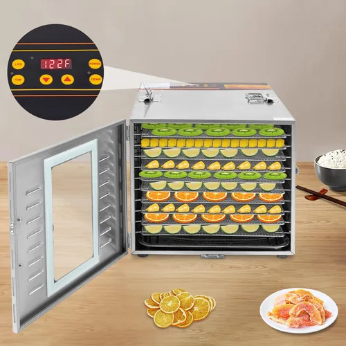 Vista 2 de Deshidratador de alimentos para cecina, máquina deshidratadora eléctrica de alimentos, secadora deshidratada de 1000 W, gran espacio de secado, 10