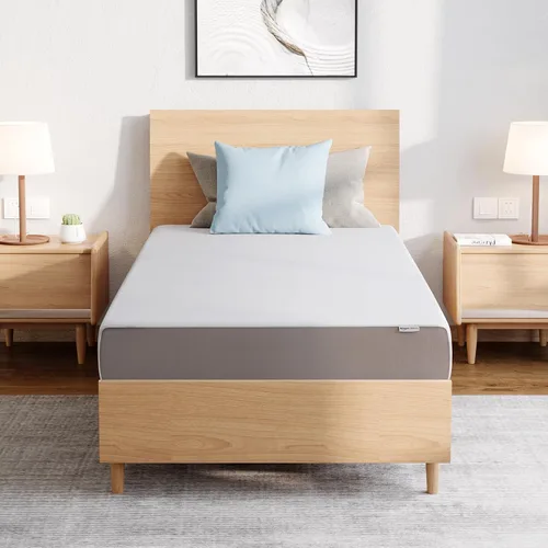 Vista 13 de Amazon Basics Colchón de espuma viscoelástica, sensación suave y mullida, 6 pulgadas, individual, blanco/gris