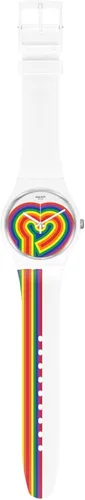 Vista 2 de Swatch BEATING LOVE Reloj Unisex (Modelo SUOW171), Blanco, Moderno