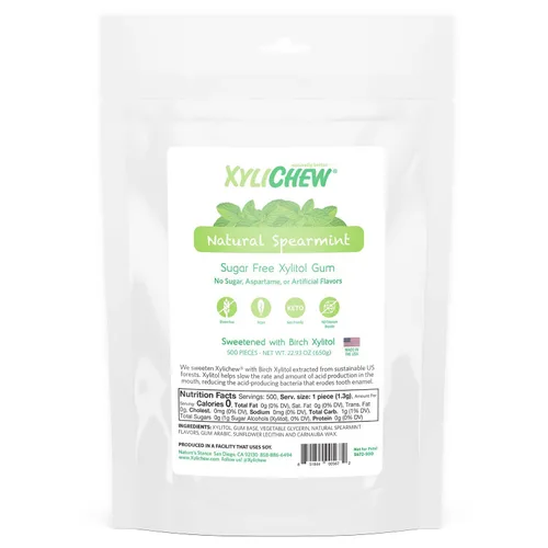 Vista 26 de Xylichew Goma de mascar 100% xilitol sin OMG, sin aspartamo, sin gluten y sin azúcar, cuidado bucal natural, alivia el mal aliento y la boca seca