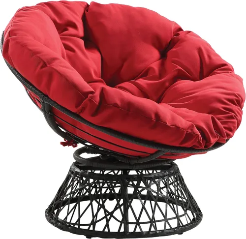 Vista 8 de OSP Home Furnishings – Silla Papasan de mimbre con giro de 360 grados, marco marrón con cojín marrón