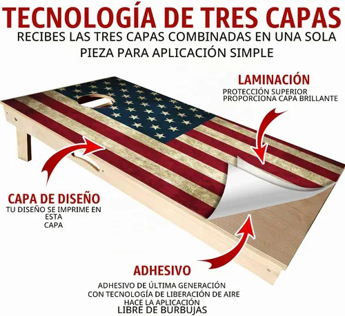 Vista 4 de GRAPHIX Express - Bandera estadounidense envejecida C190 - Cornhole Board Wrap patriótico - Calcomanía de vinilo laminado resistente a la intemperie