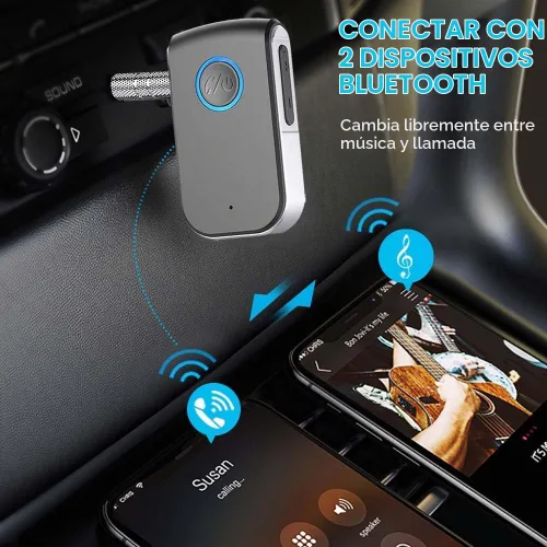 Vista 7 de Adaptador AUX Bluetooth para automóvil, receptor inalámbrico de 0.138 in, adaptador Bluetooth AUX para automóvil, llamadas manos libres
