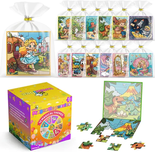 Vista 10 de WAWIBEE- Paquete de 12 libros de rompecabezas magnéticos para niños pequeños de 3 a 5 años y niños de 4 a 8 años, regalos para bolsas de golosinas